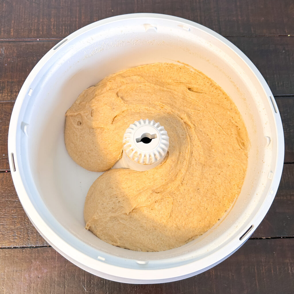 dough in the proofing period in a Bosch bowl
